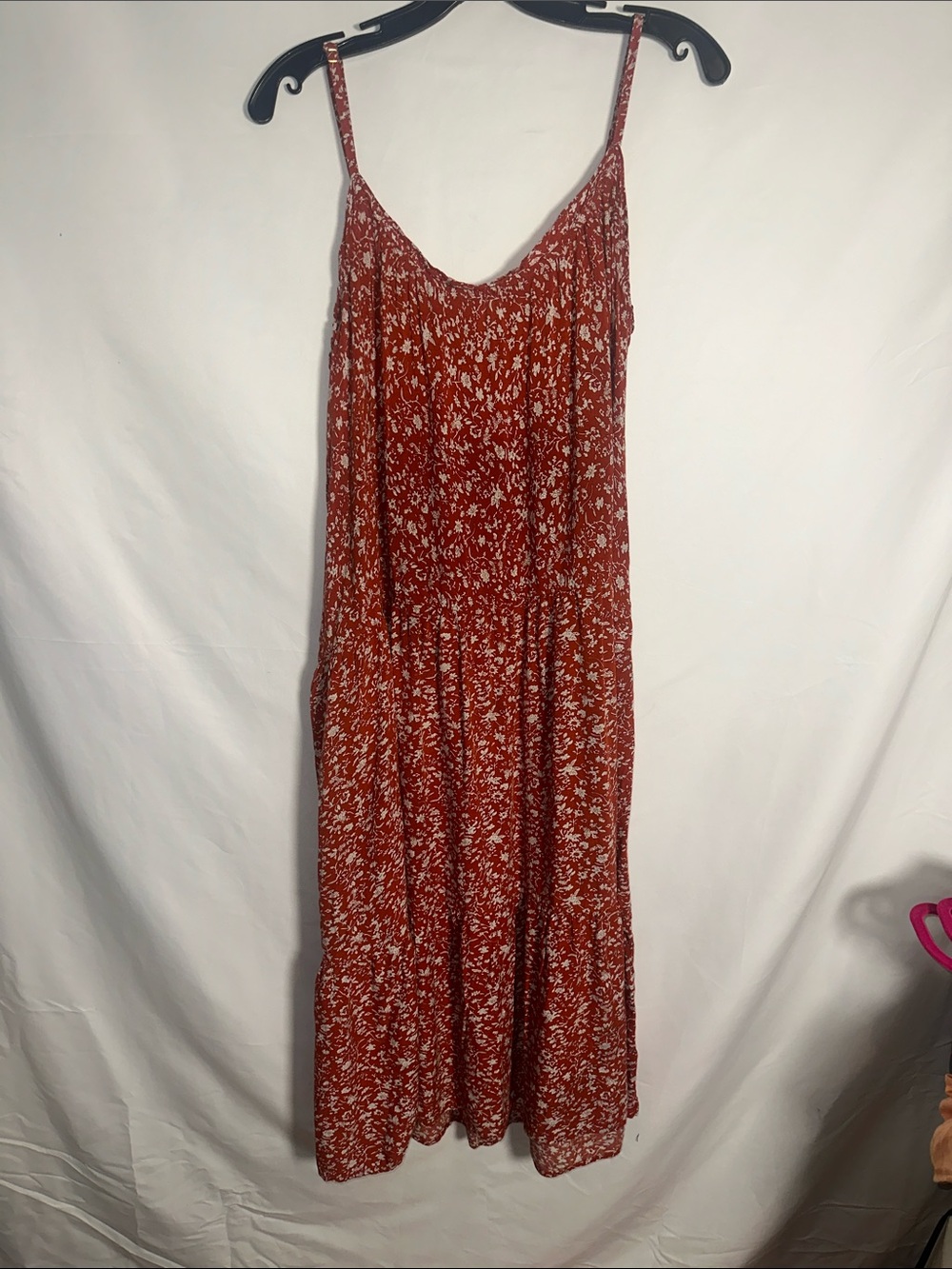 NATURAL LIFE Rust Floral Spaghetti-Strap Maxi Dress